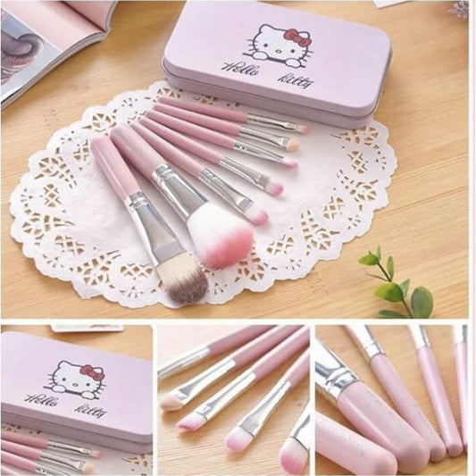 Hello Kitty Complete Makeup Mini Brush Kit with A Storage Box