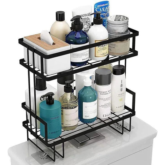 Black Two-Tier Bathroom Shelf Stainless Steel