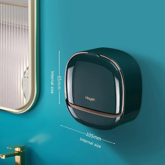 Self-Adhesive Wall-Mounted Luxury Soap Holder with Lid and Drainage