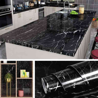 Self Adhesive Black  Marble Sheet for