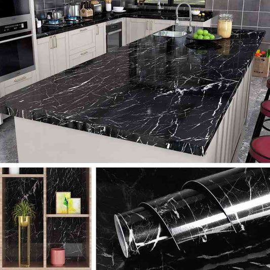 Self Adhesive Black  Marble Sheet for