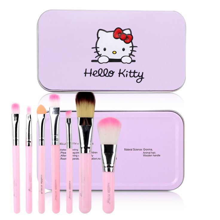 Hello Kitty Complete Makeup Mini Brush Kit with A Storage Box
