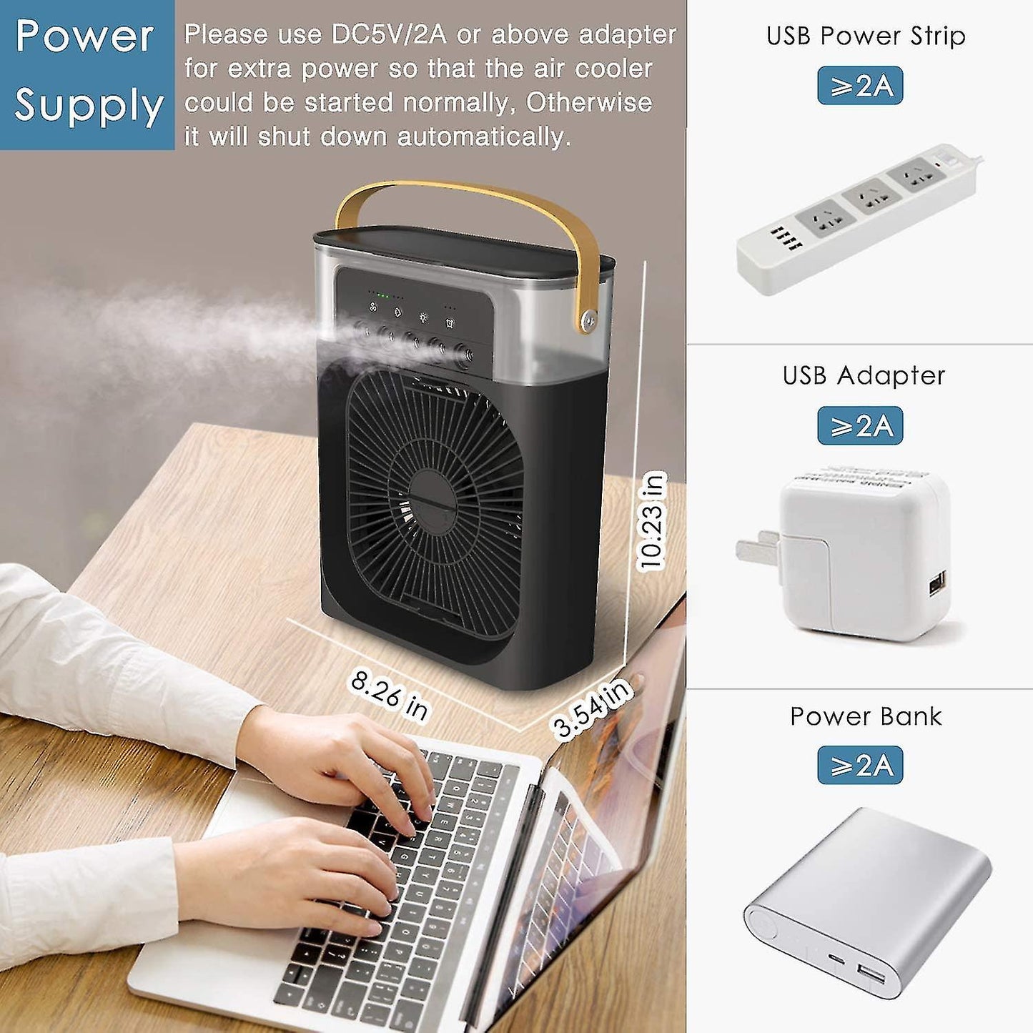 Portable Air Conditioner Fan With 3 Wind Speeds,