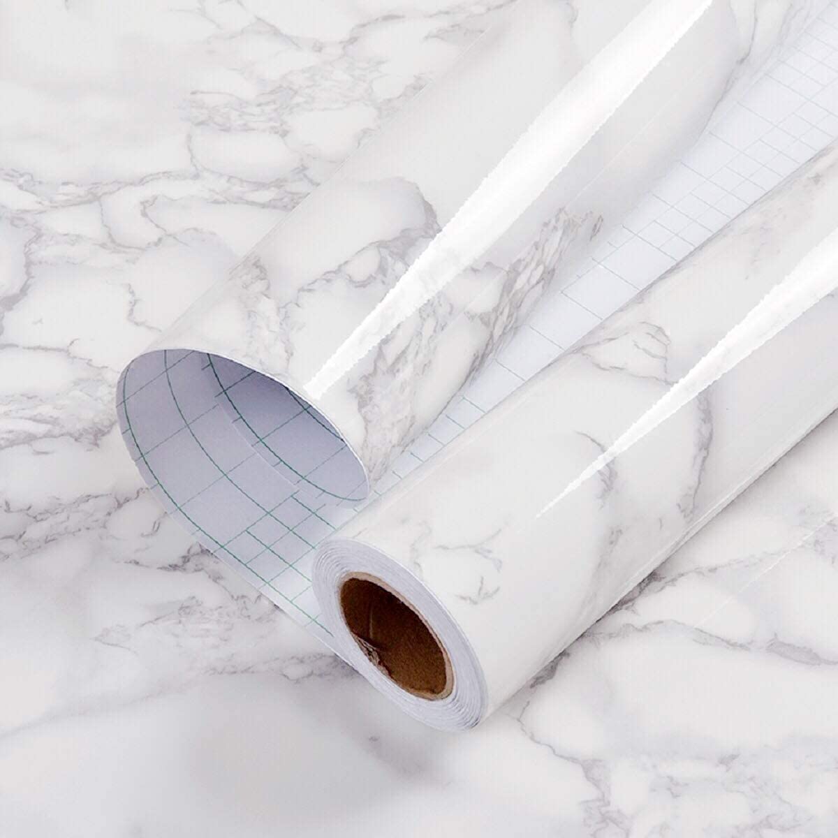 (Pack of 5) Self Adhesive White Marble Sheet for Kitchen /