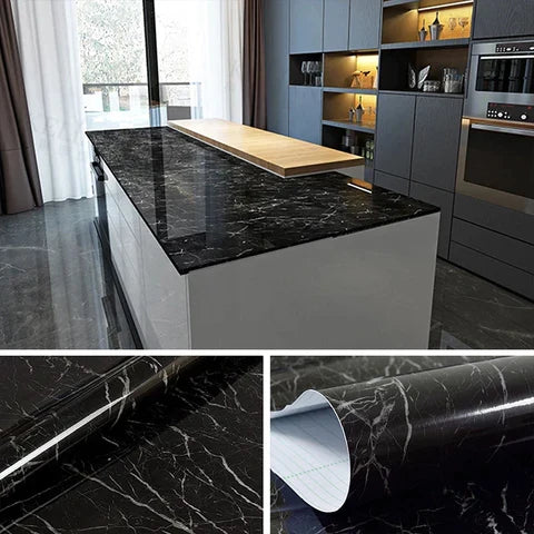 Self Adhesive Black  Marble Sheet for