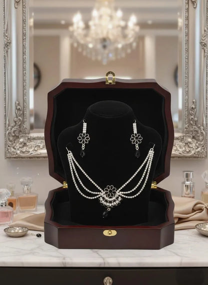 Modern Silver Plated Crystal Necklace Set for Women