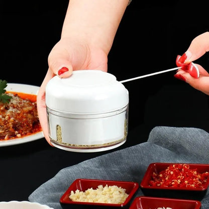 Mini Manual Food Chopper White ABS Plastic Kitchen Tool