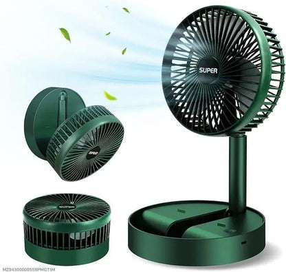 Green Rechargeable Desk Fan with 360° Swivel Base