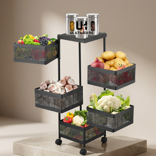 Multi-Level Fruit & Vegetable Storage Cart Black Iron