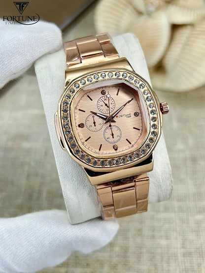 Women's Stainless Steel Chronograph Watch Blue Dial