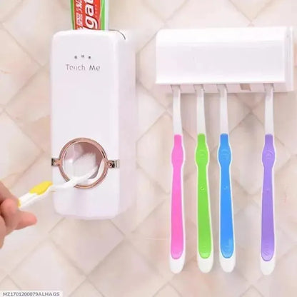 Wall-Mounted Toothpaste Dispenser with Brush Holder