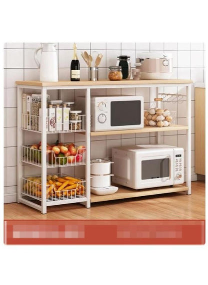 3 Layer Kitchen Rack Black White Iron