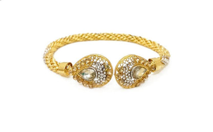 Gold Plated Kara Bangle with Antique Design & Stones