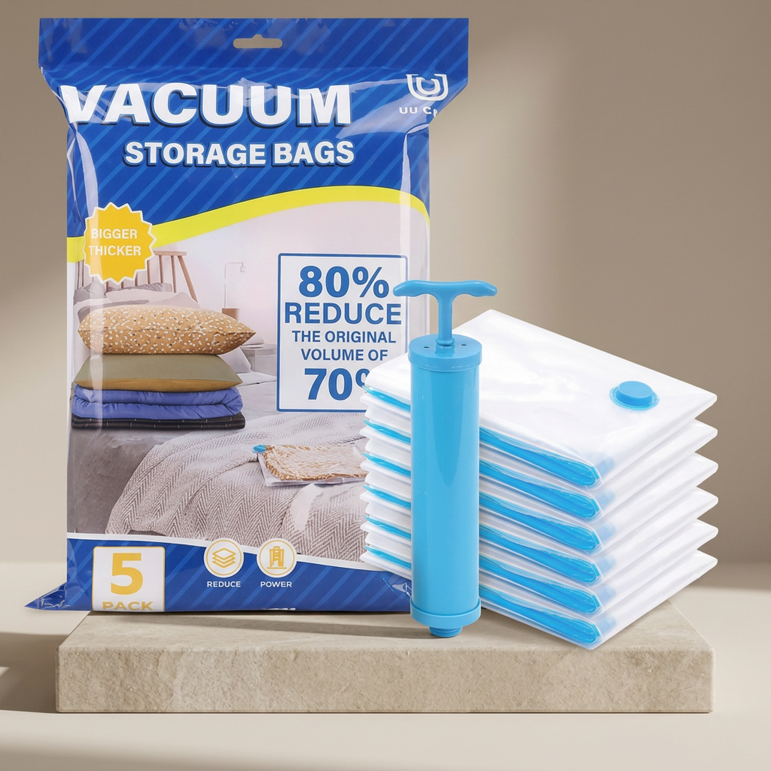 5 Pack Vacuum Storage Bags 80% Space Saving