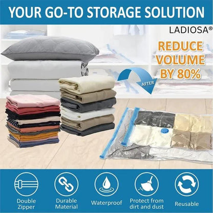 5 Pack Vacuum Storage Bags 80% Space Saving