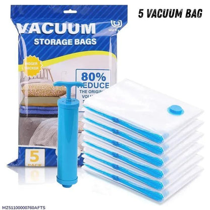 5 Pack Vacuum Storage Bags 80% Space Saving
