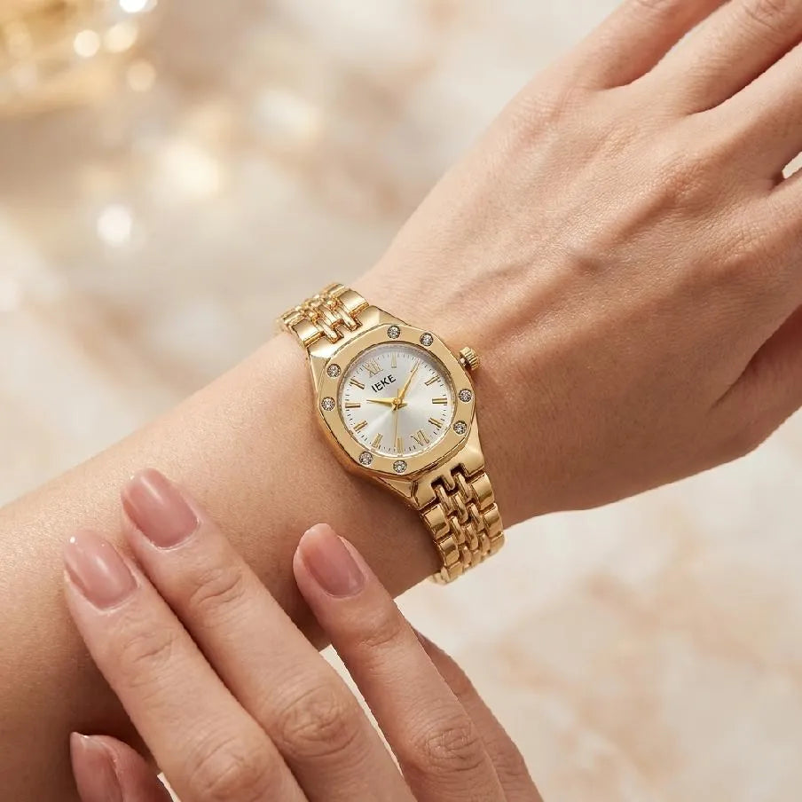 Women's Gold Octagonal Watch with Diamond Accent