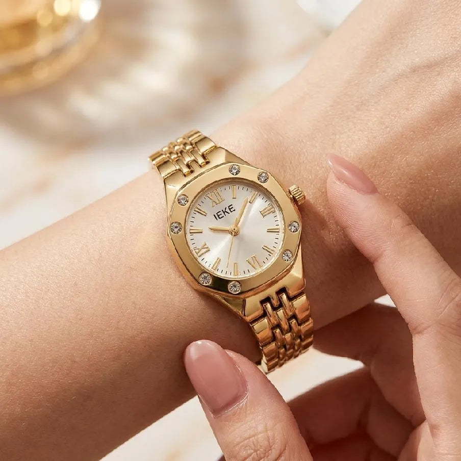 Women's Gold Octagonal Watch with Diamond Accent