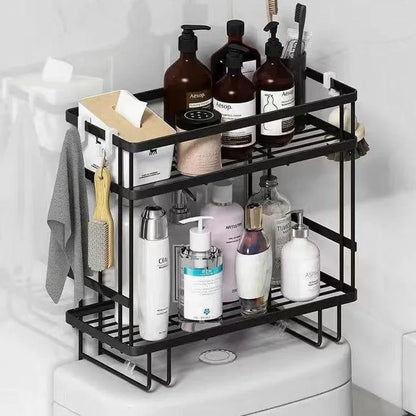 Black Two-Tier Bathroom Shelf Stainless Steel
