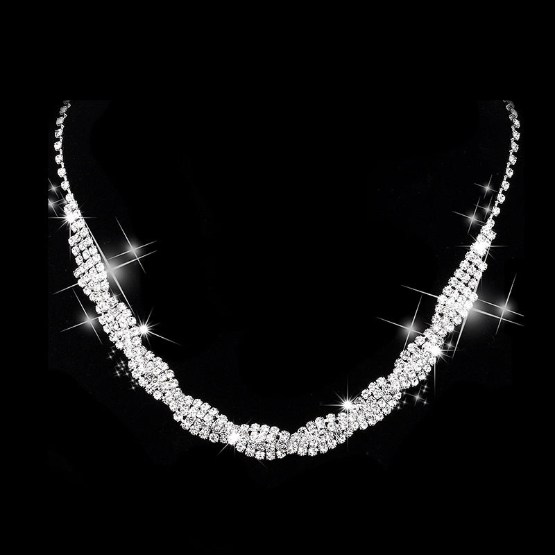 Dazzling Rhinestone Necklace & Earrings Set for Pakistani Women