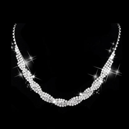 Dazzling Rhinestone Necklace & Earrings Set for Pakistani Women
