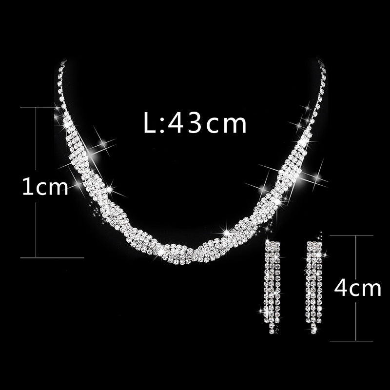 Dazzling Rhinestone Necklace & Earrings Set for Pakistani Women