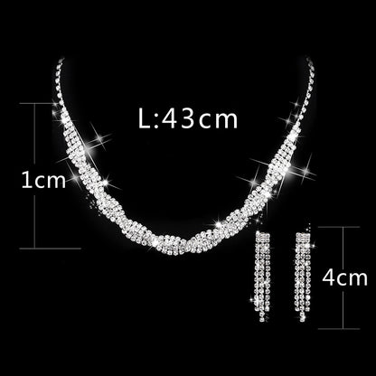 Dazzling Rhinestone Necklace & Earrings Set for Pakistani Women
