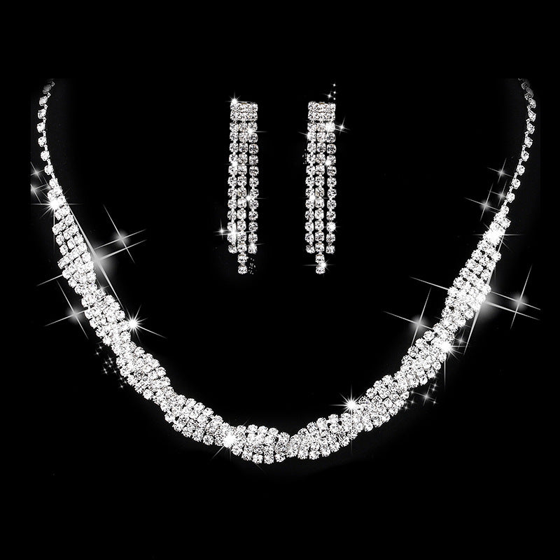 Dazzling Rhinestone Necklace & Earrings Set for Pakistani Women