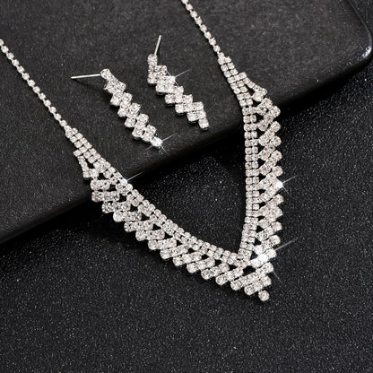 Dazzling Rhinestone Necklace & Earrings Set for Pakistani Women