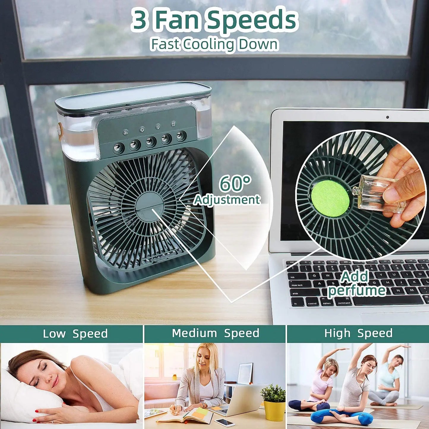 Portable Air Conditioner Fan With 3 Wind Speeds,