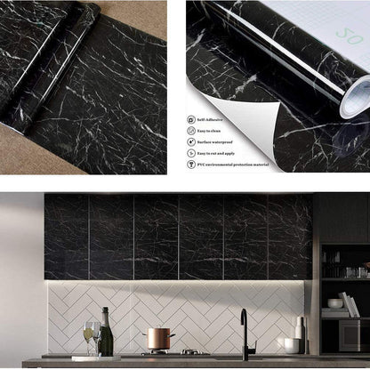 Self Adhesive Black  Marble Sheet for