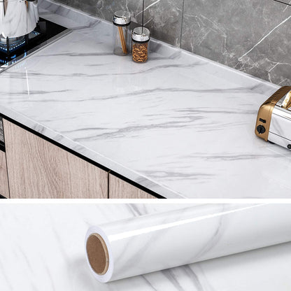 (Pack of 5) Self Adhesive White Marble Sheet for Kitchen /