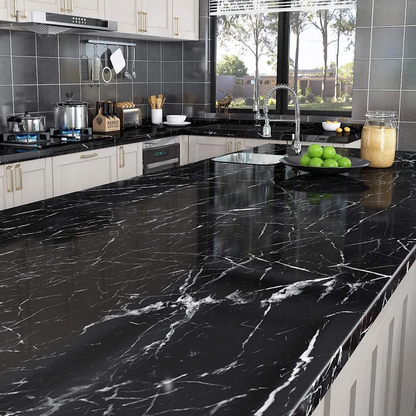 Self Adhesive Black  Marble Sheet for