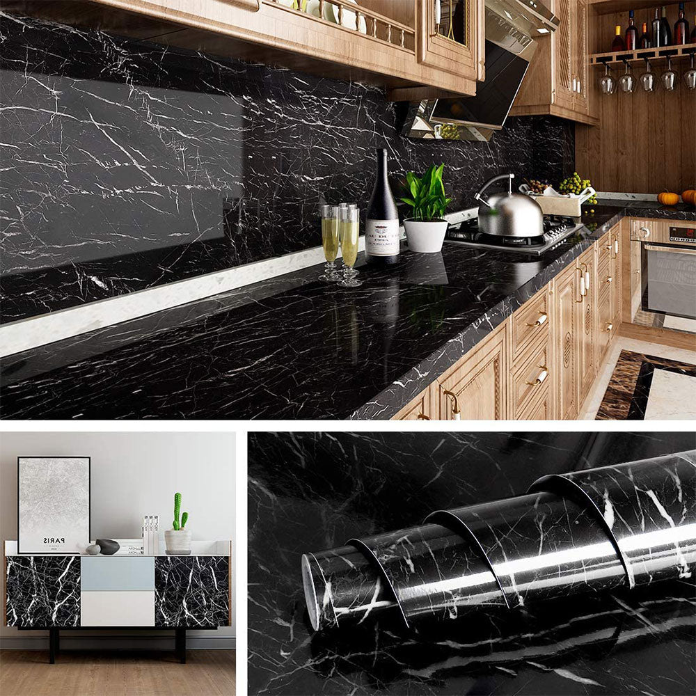 Self Adhesive Black  Marble Sheet for