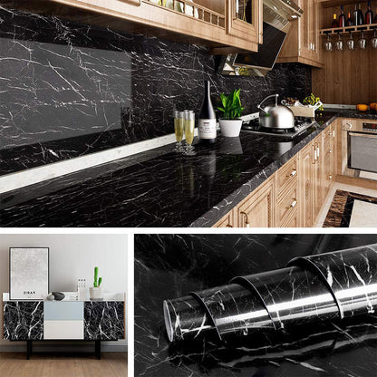 Self Adhesive Black  Marble Sheet for