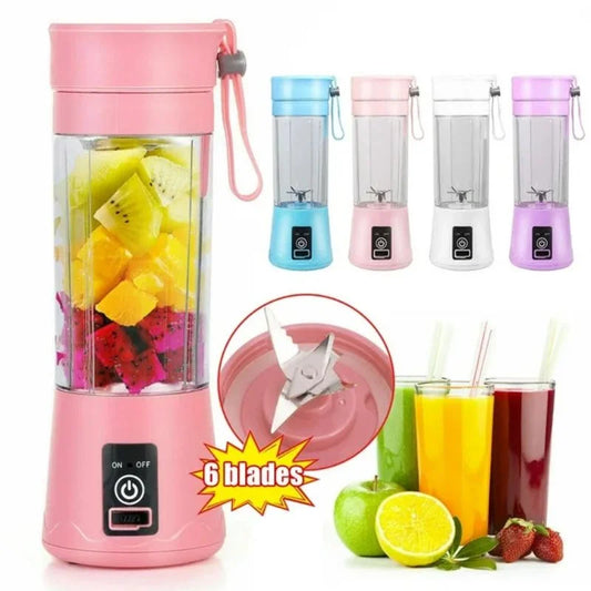 Portable 6-Blade USB Rechargeable Juicer Blender for Smoothies Shakes Baby Food and Outdoor Use