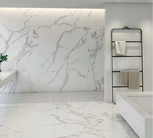 (Pack of 5) Self Adhesive White Marble Sheet for Kitchen /